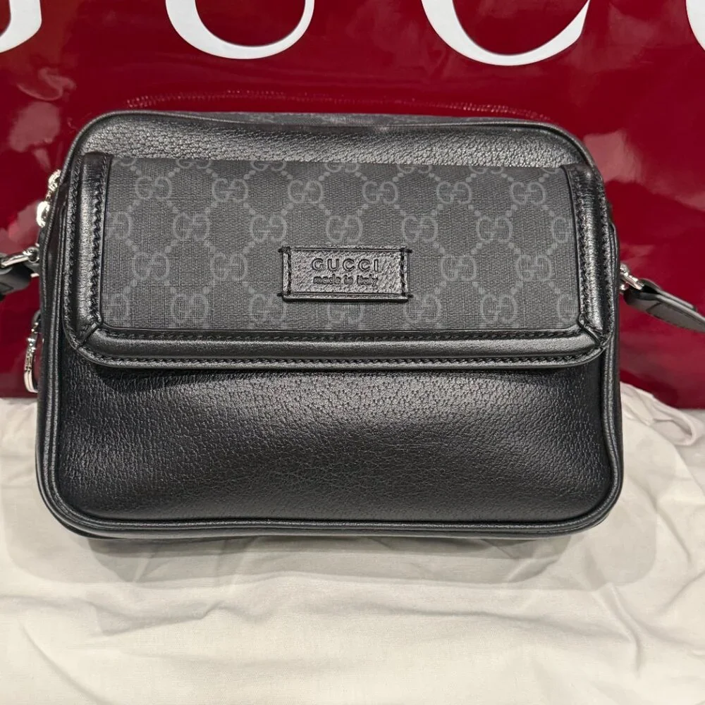 GUCCI 795464 GG Supreme Leather & Canvas Crossbody Bag, ships from USA